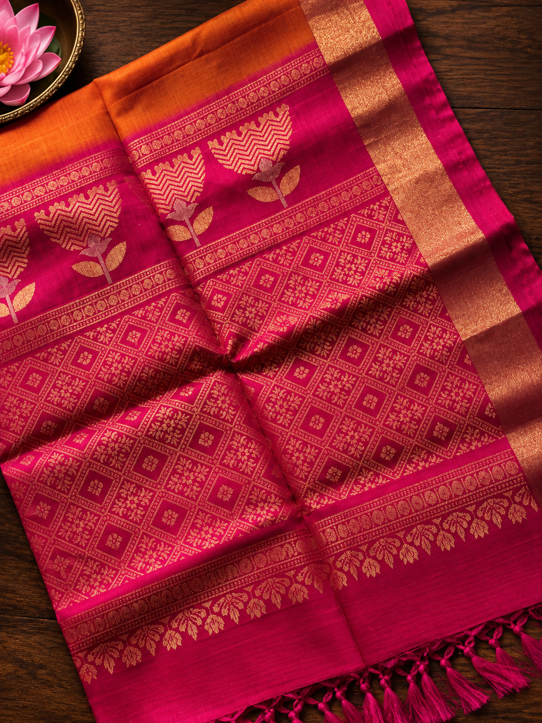 Orange Silk Cotton Saree