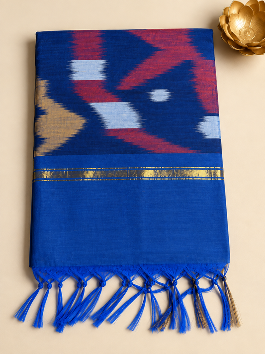 Ink Blue Pocham Palli Saree