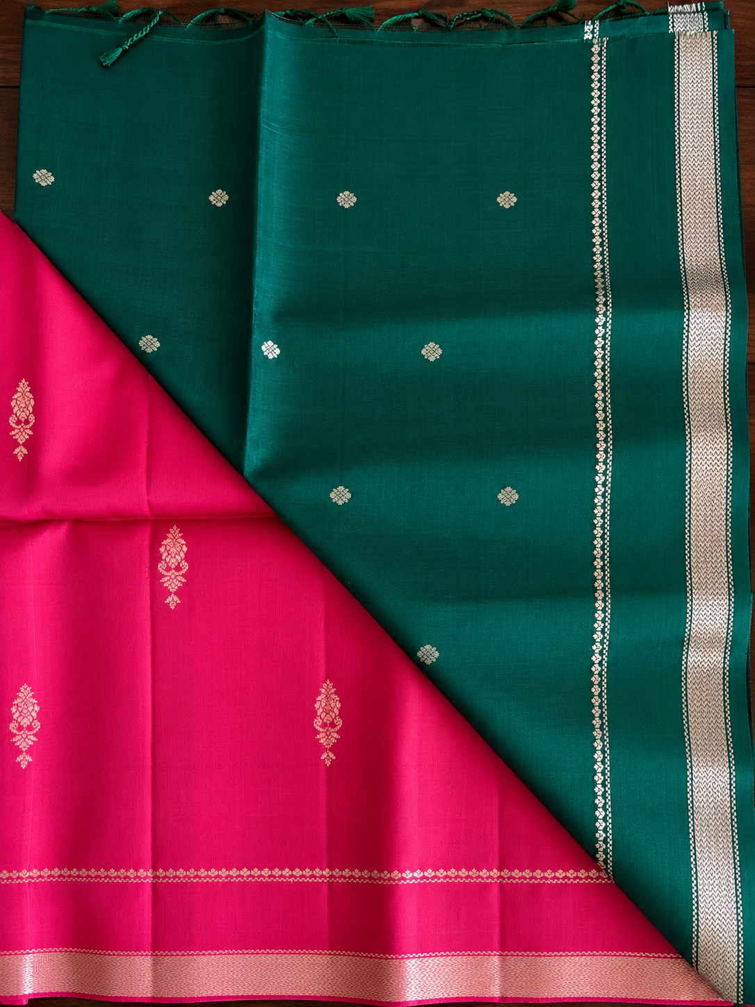 Cherry Emerald Pure Silk Saree