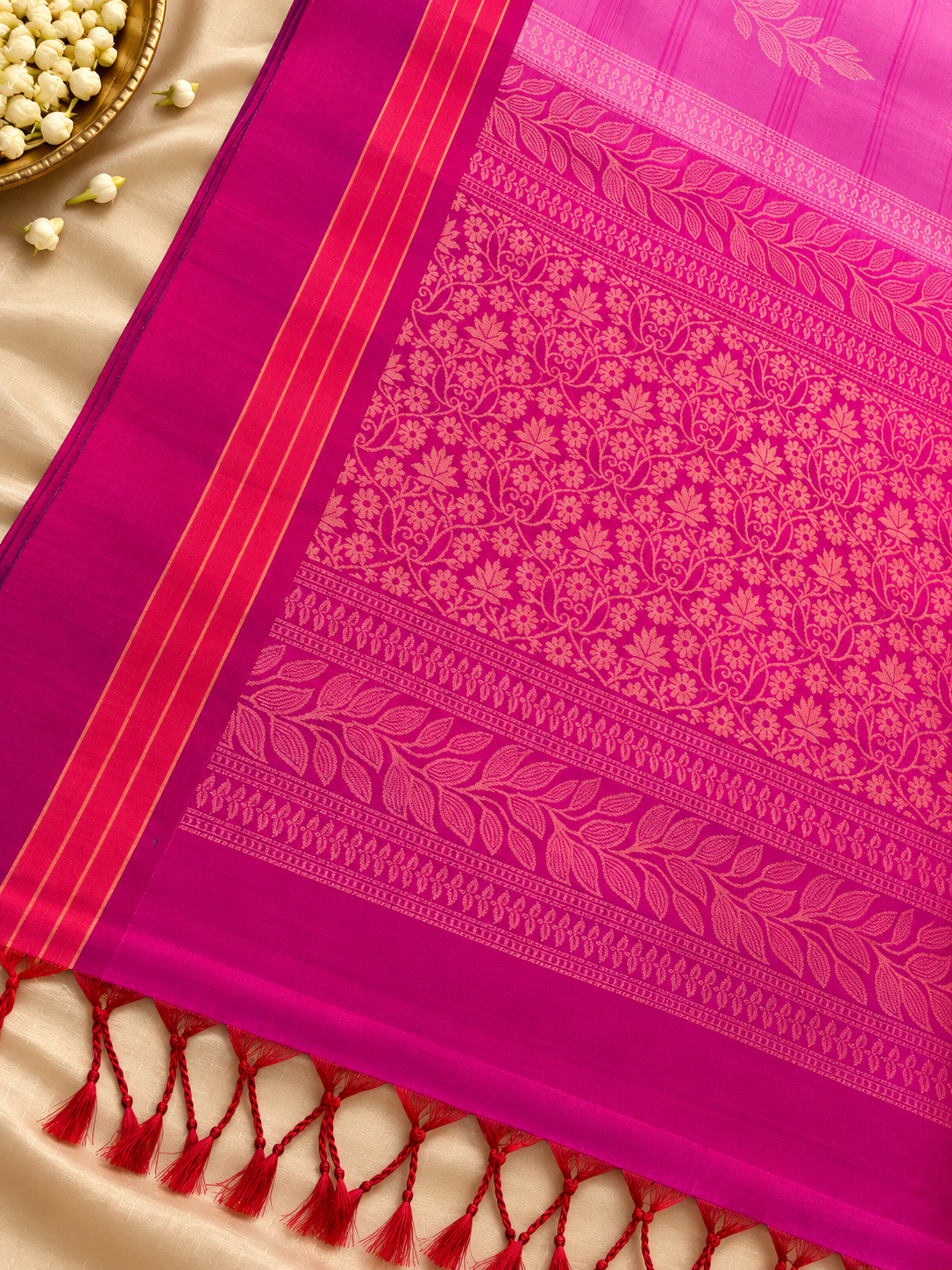 Lotus Pink Pure Silk Saree