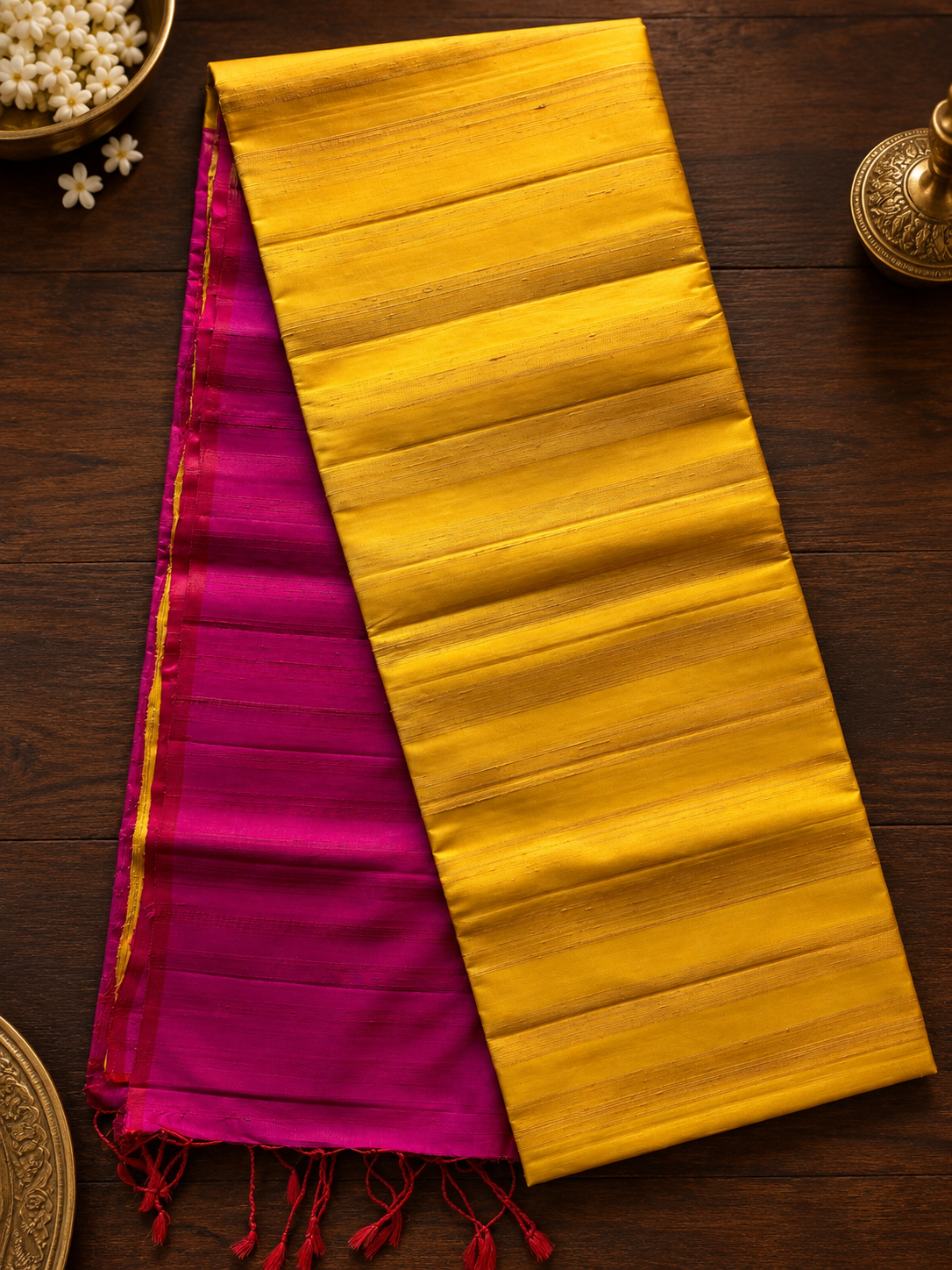 Golden Blush Raw Silk Saree