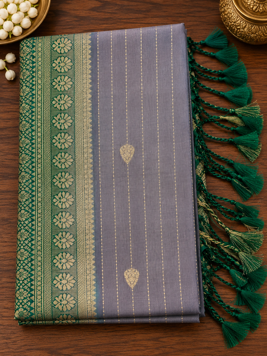 Grey Butter Silk Saree