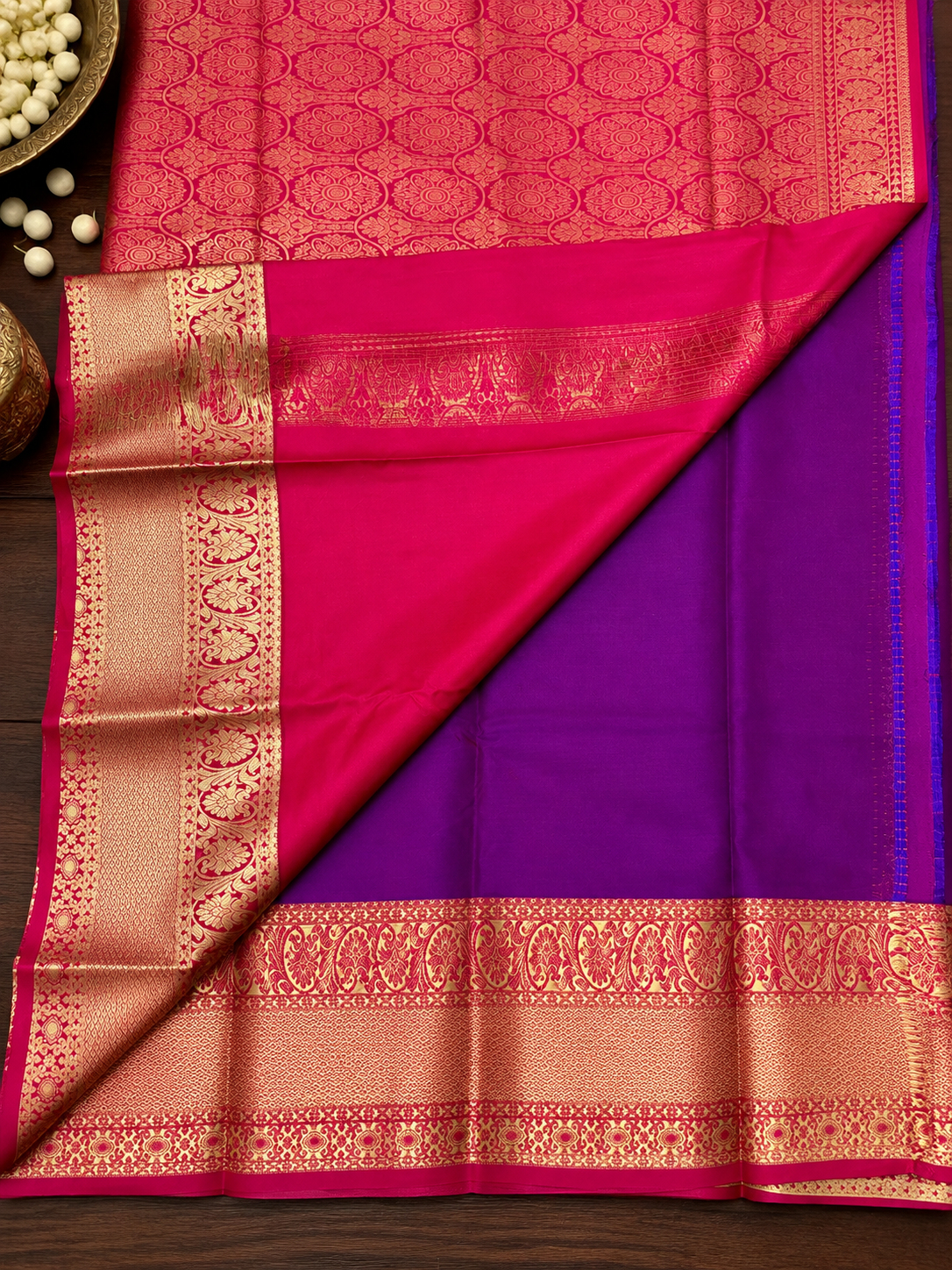 Deep Magenta Butter Silk Saree