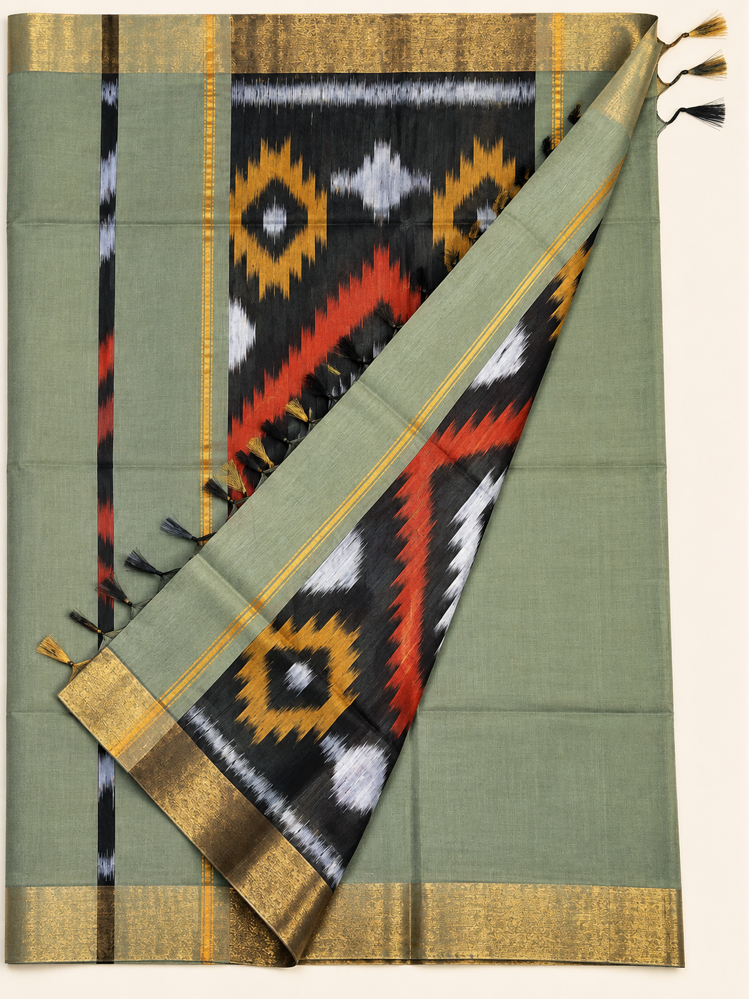 Sage Green Pocham Palli Saree