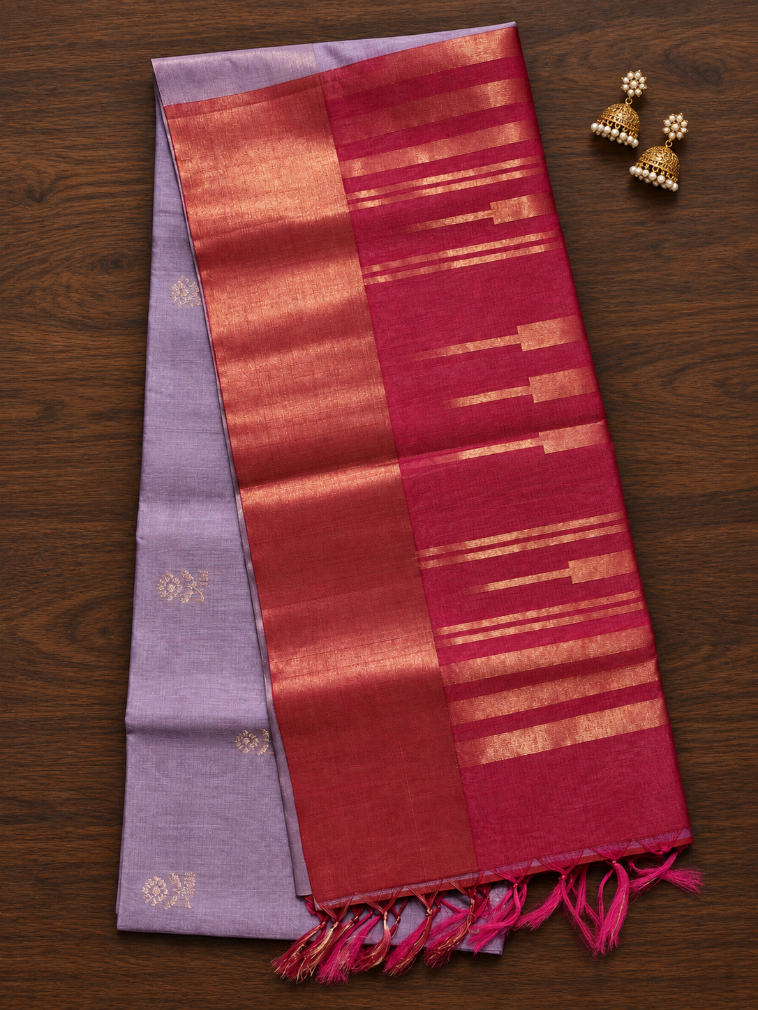Lavender Rose Silk Cotton Saree